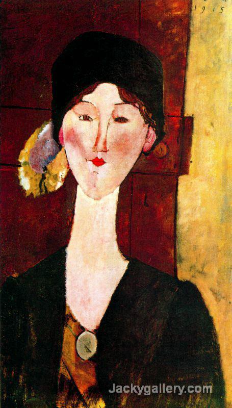 portrait of beatrice hastings before a door by Amedeo Modigliani paintings reproduction